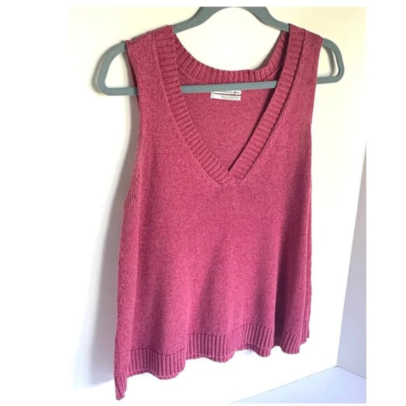 Anthropologie Tank Top Knit Womens Medium Pink V-Neck Sleeveless Cotton Blend - Picture 4 of 9